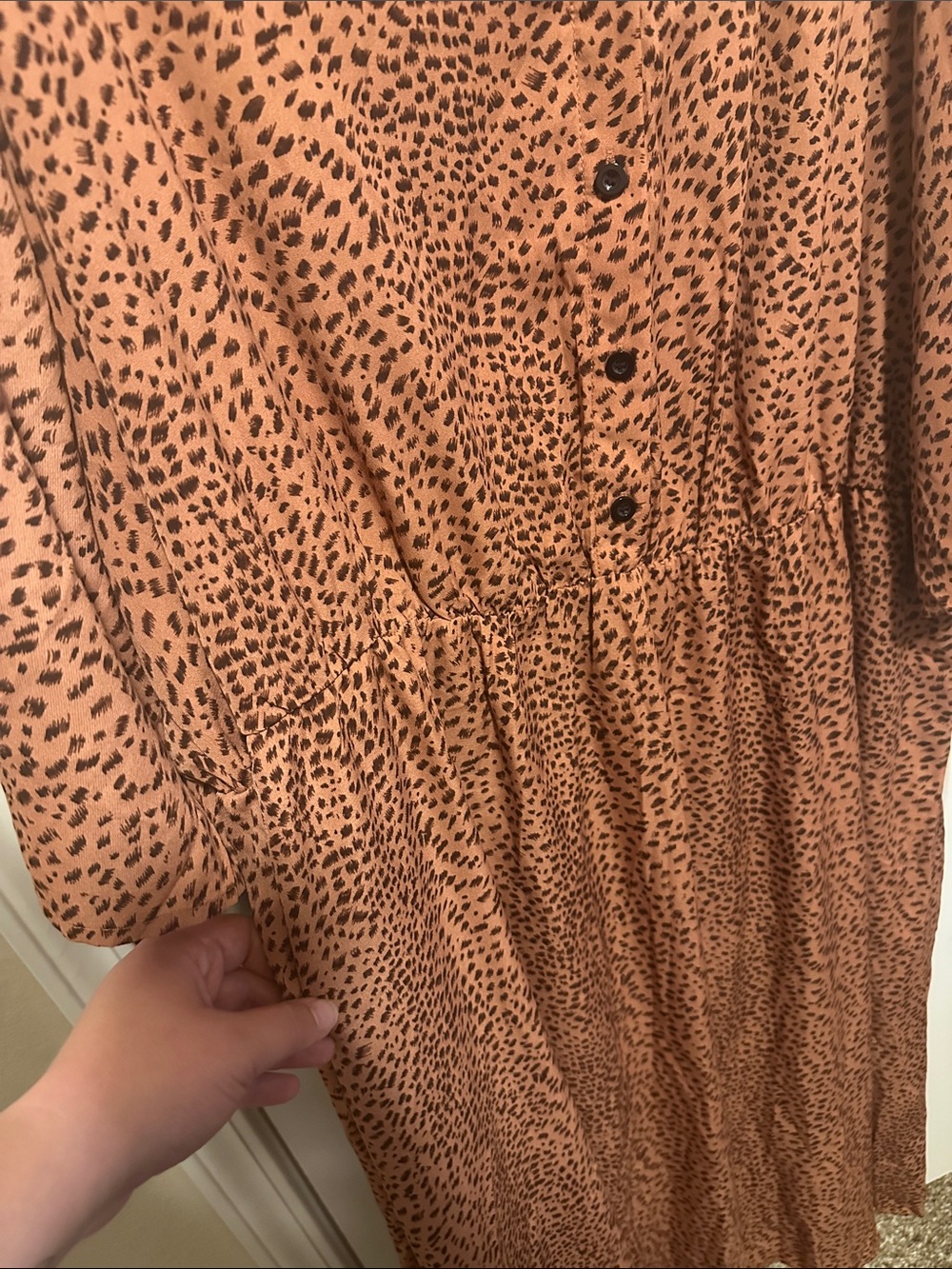 BloomChic Rust Brown Printed Button-Front Midi Dress with Collar - Picture 4 of 6